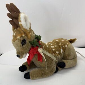 Vintage Santa's Best Holiday Animation Reindeer Plush Sitting With Moving Head